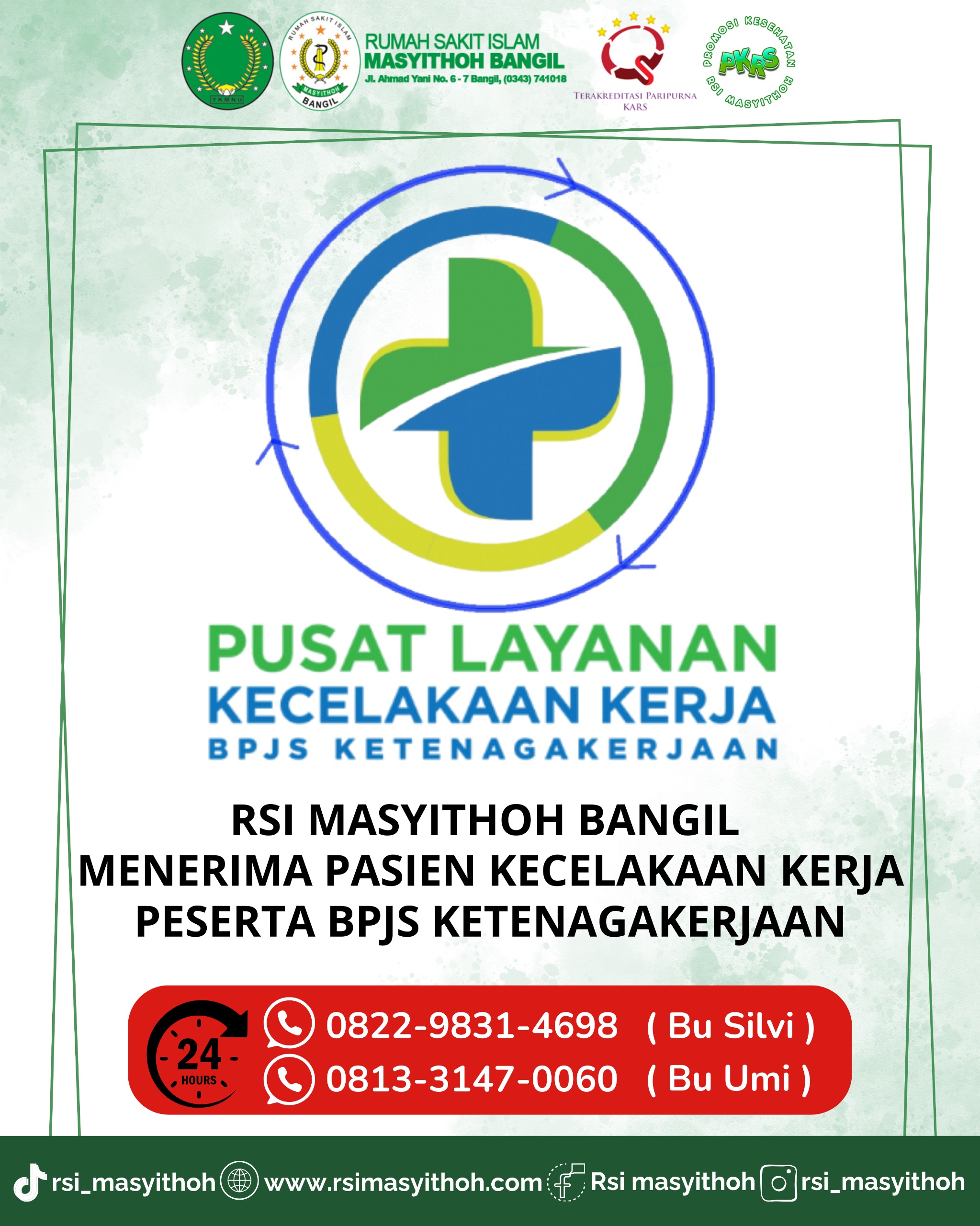 Mitra Pusat Layanan Kecelakaan Kerja (PLKK) BPJS Ketenagakerjaan di RSI Masyithoh