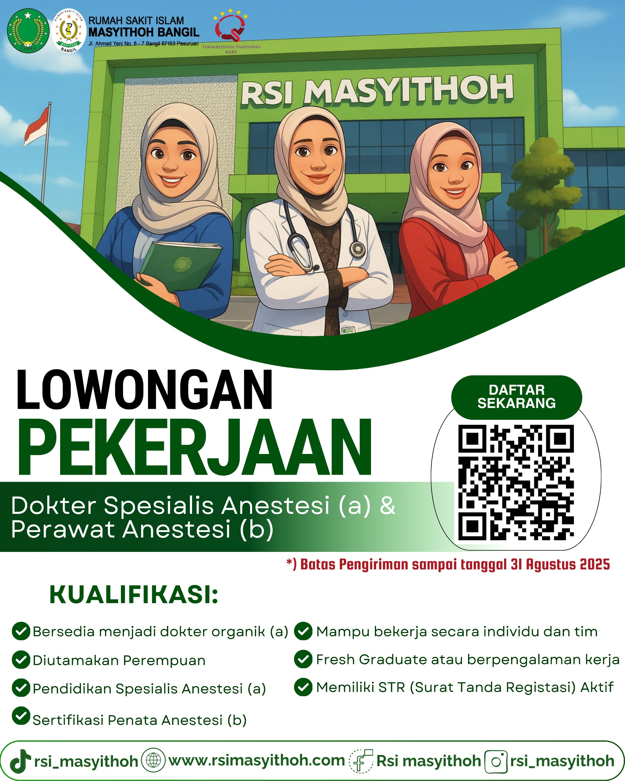 Lowongan Dokter Spesialis Anestesi & Perawat Anestesi 