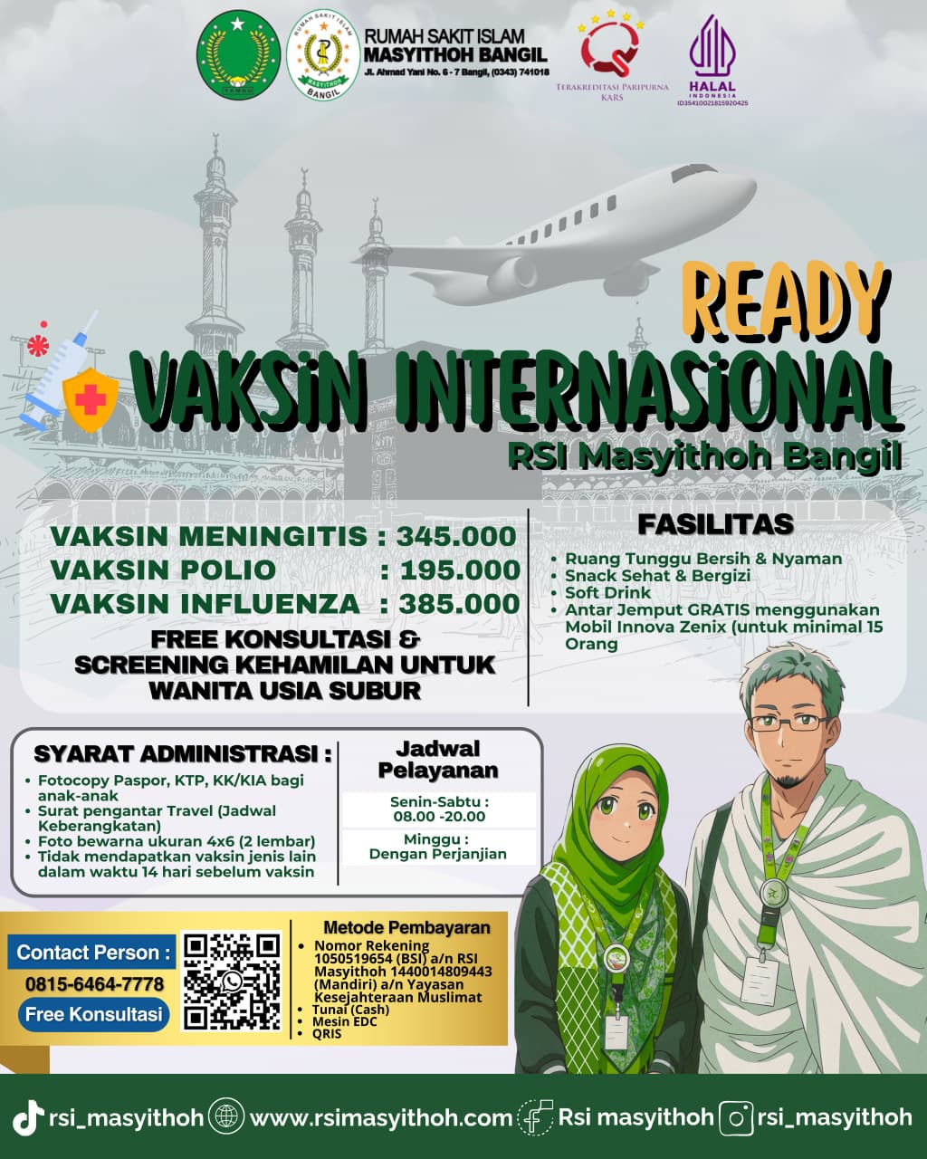 Ready Klinik Vaksin Internasional RS Islam Masyithoh